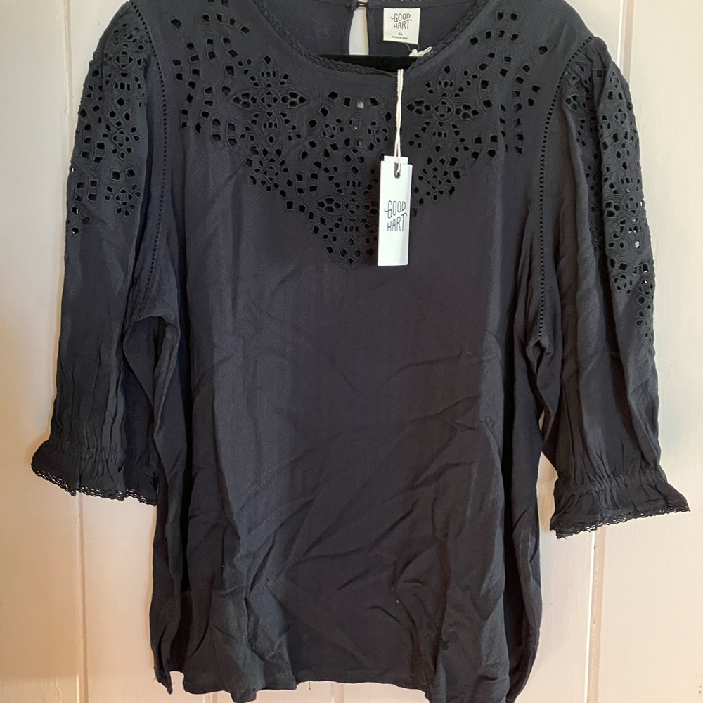 NWT Matilda Jane Good hart black blouse top